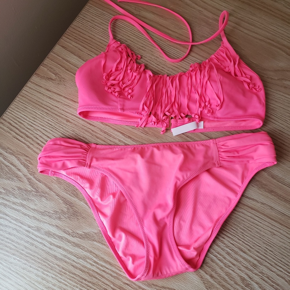 Pink Fringe Bikini